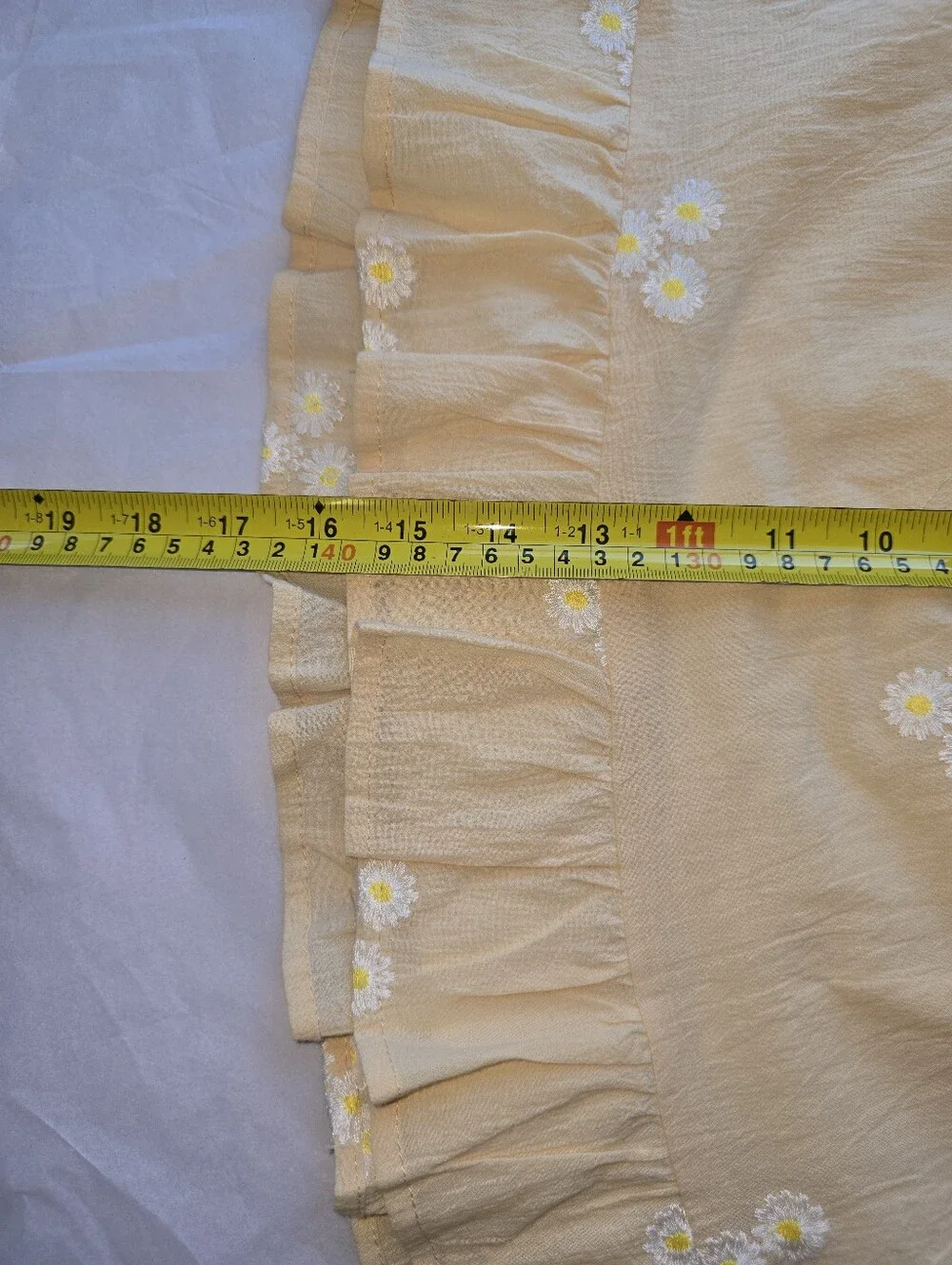 Les Lis Yellow Cotton Tiered Ruffle Embroidered Coquette Mini Skirt L